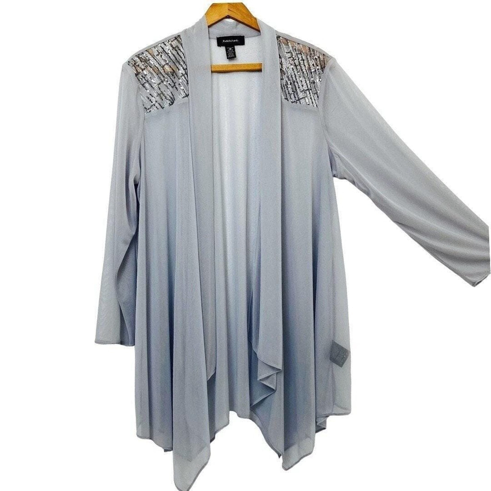 R&M Richards Women’s Sheer Fairygrunge Duster Blazer Sequined Long Line 18W - Picture 3 of 10